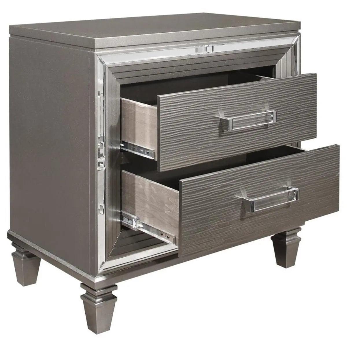 Homelegance Tamsin Nightstand In Silver Grey Metallic 1616-4