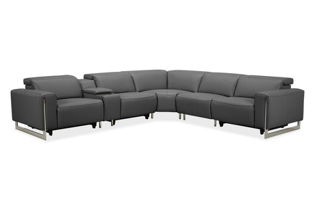 Hudson 6-Piece Sectional Leather w/3 Power Recliners | BH Design - Home Elegance USA