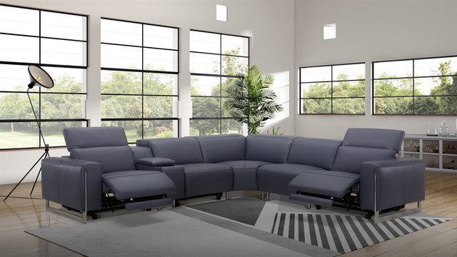 Hudson 6-Piece Sectional Leather w/3 Power Recliners | BH Design - Home Elegance USA