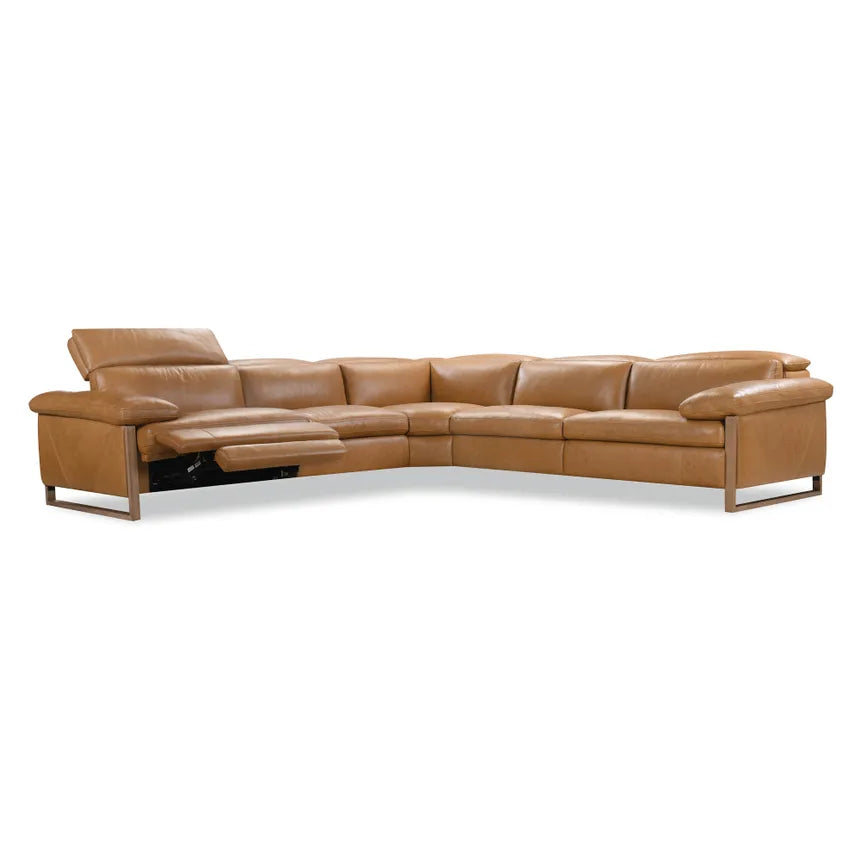 Jericho Five-Piece Sectional - Dallas Toffee Leather | Hooker Furniture - sold by Home Elegance USA
