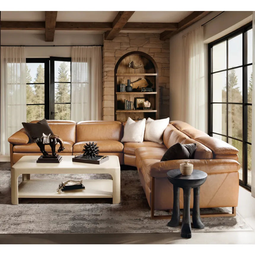 Jericho Five-Piece Sectional - Dallas Toffee Leather | Hooker Furniture - sold by Home Elegance USA