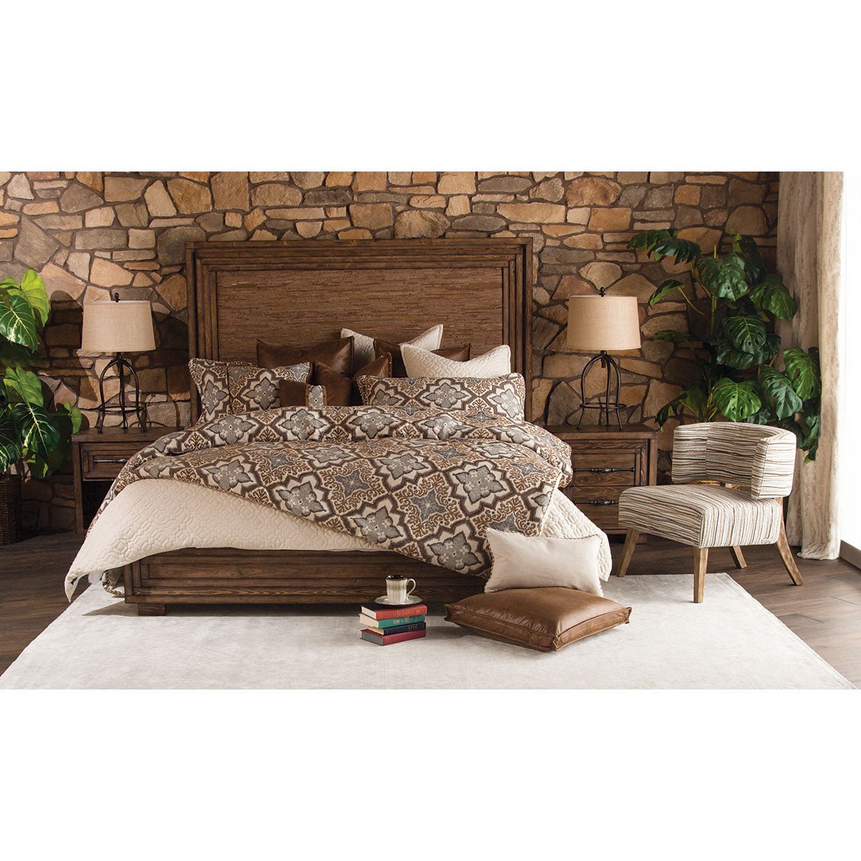 Carrollton Nightstand, 2 Drawers In Rustic Ranch - Ki - Crln042 - 407N | Aico | Home Elegance USA