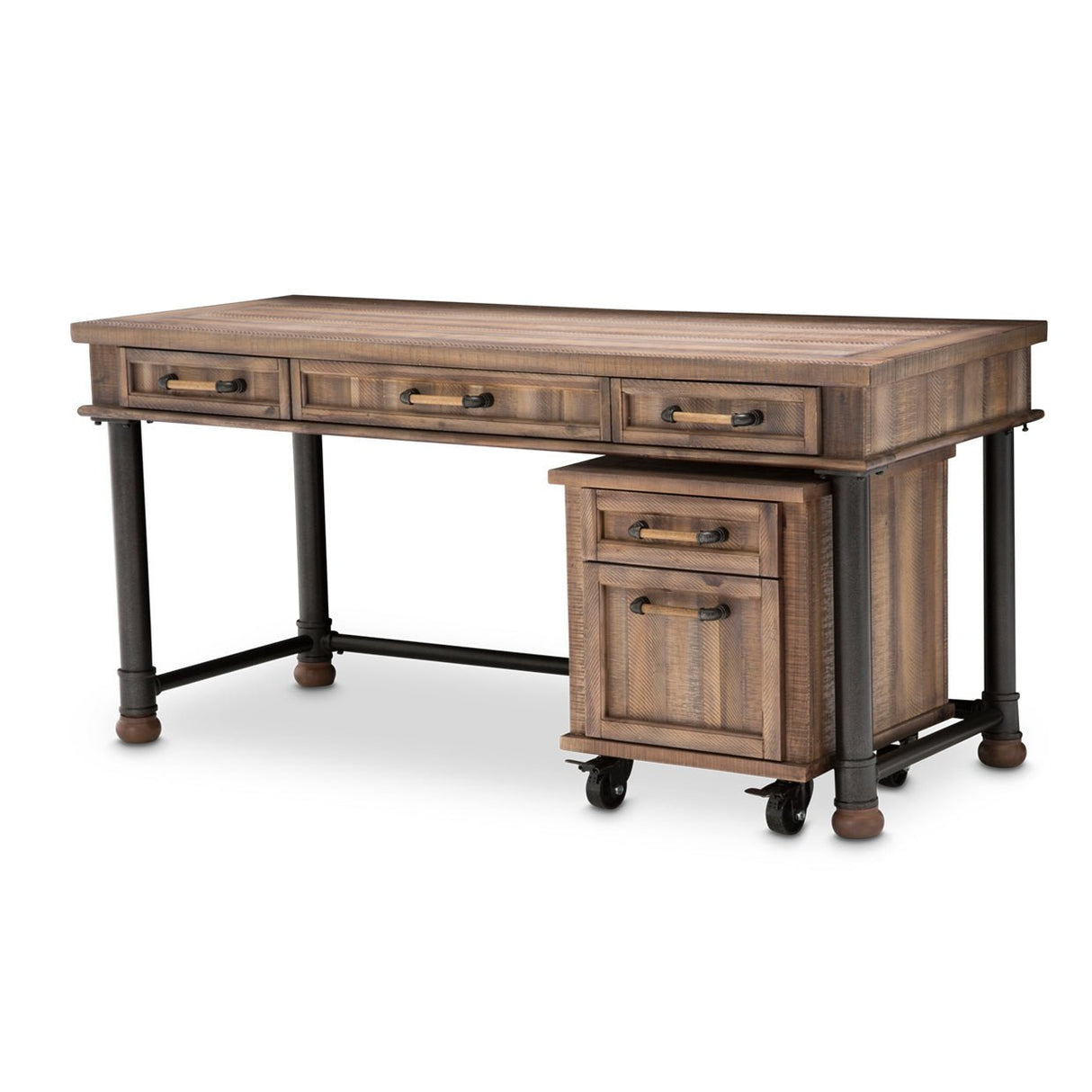 Crossings 3 Piece Writing Desk Set In Reclaimed Barn - Ki - Crsg277 - 217 - 3Set | Aico | Home Elegance USA