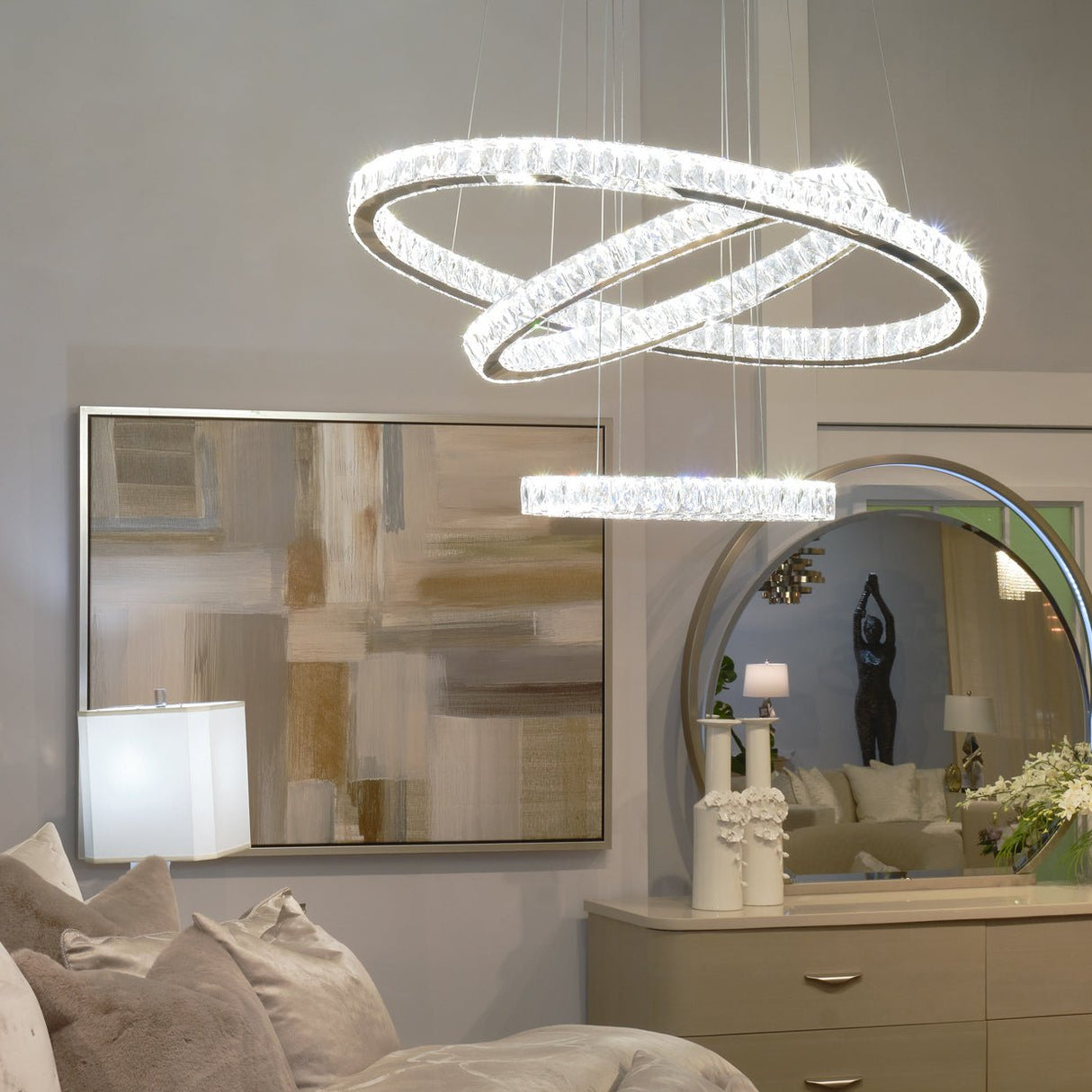 Asteroids Led Chandelier Oval Rings - Lt - Ch801 | Aico | Home Elegance USA