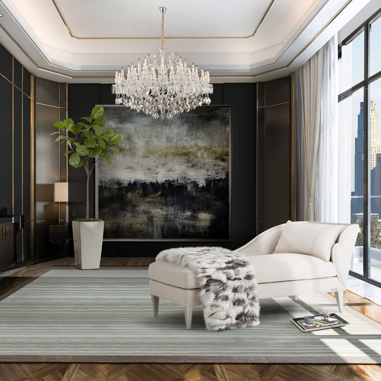 San Carlo 37 Light Chandelier In Clear And Gold - Lt-Ch917-37Gld | Aico - Home Elegance USA
