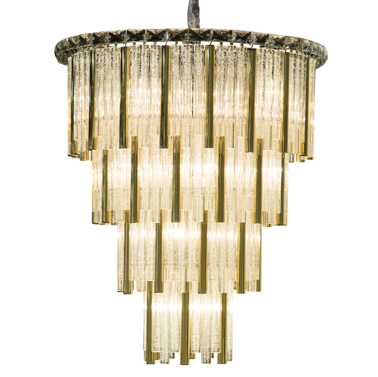 Chimes 18-Light Chandelier – Gold Waterfall Glass Luxury Lighting Fixture
