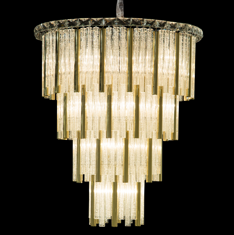 Chimes 18-Light Chandelier – Gold Waterfall Glass Luxury Lighting Fixture