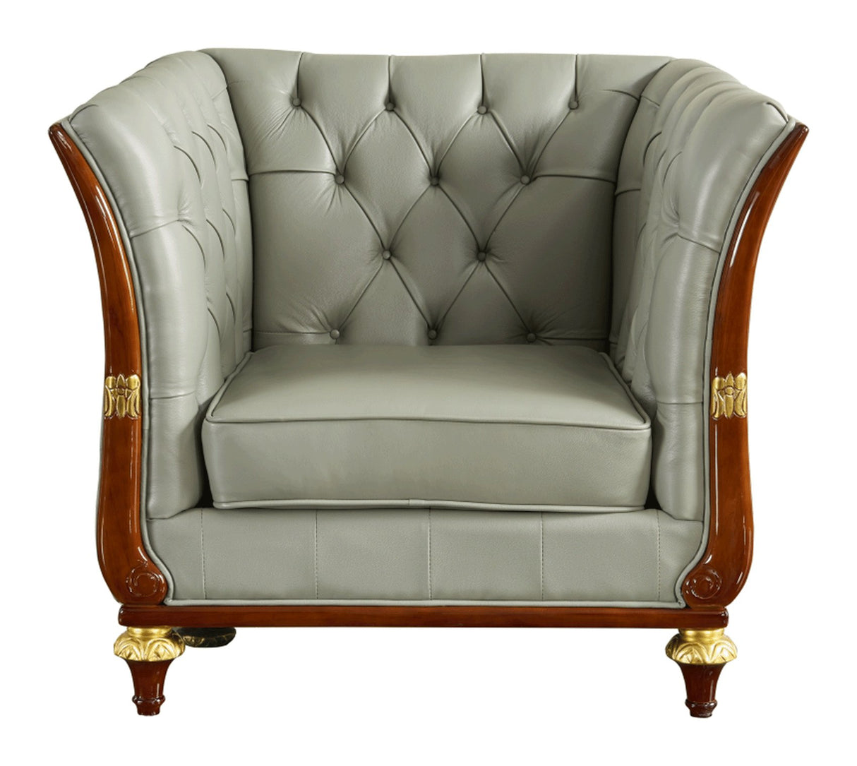 401 Grey Leather Armchair - 4011 | ESF | Home Elegance USA