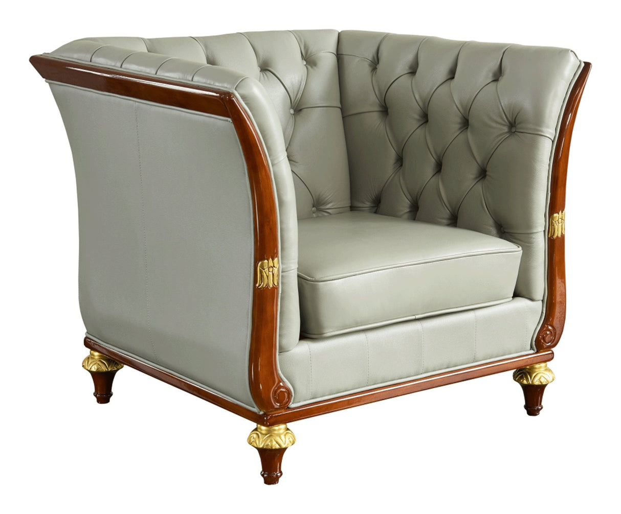401 Grey Leather Armchair - 4011 | ESF | Home Elegance USA