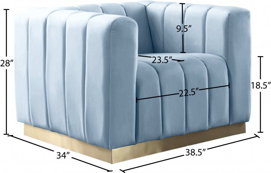 Marlon 3 Piece Living Room Set In Sky Blue - 603Skyblu-S-3Set | Meridian - sold by Home Elegance USA