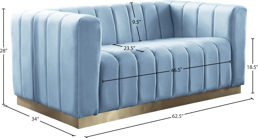 Marlon 3 Piece Living Room Set In Sky Blue - 603Skyblu-S-3Set | Meridian - sold by Home Elegance USA