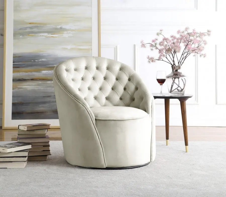 Alessio Velvet Accent Chair In Cream - 501Cream | Meridian | Home Elegance USA