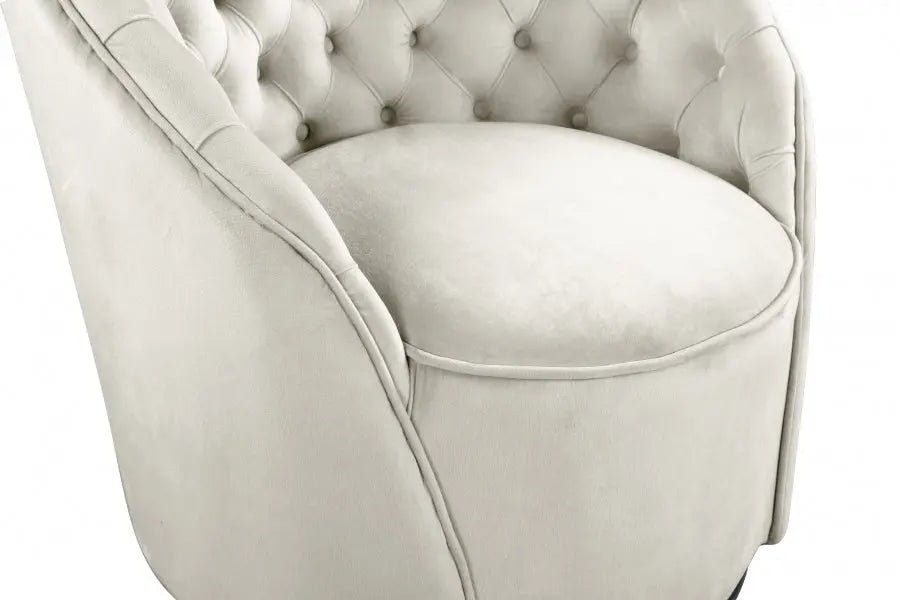 Alessio Velvet Accent Chair In Cream - 501Cream | Meridian | Home Elegance USA