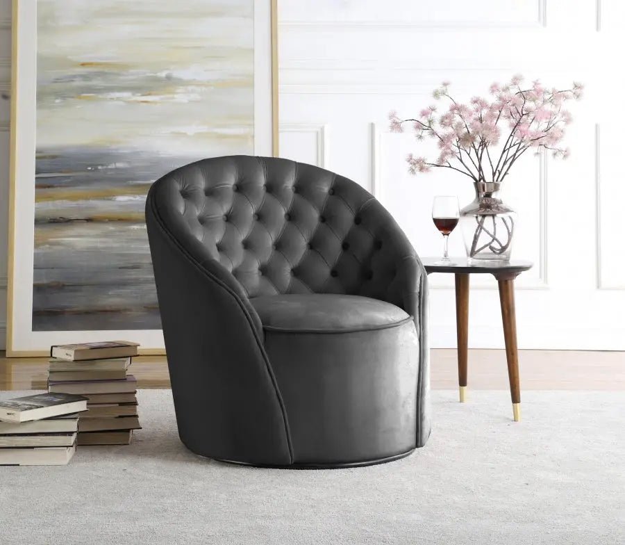 Alessio Velvet Accent Chair In Grey - 501Grey | Meridian | Home Elegance USA