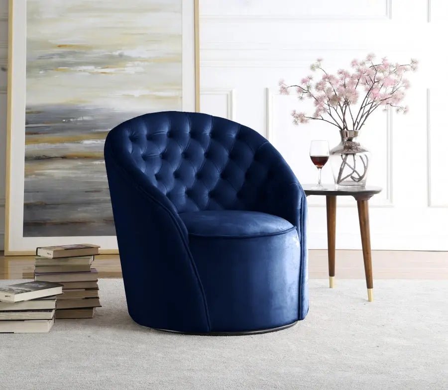 Alessio Velvet Accent Chair In Navy - 501Navy | Meridian | Home Elegance USA