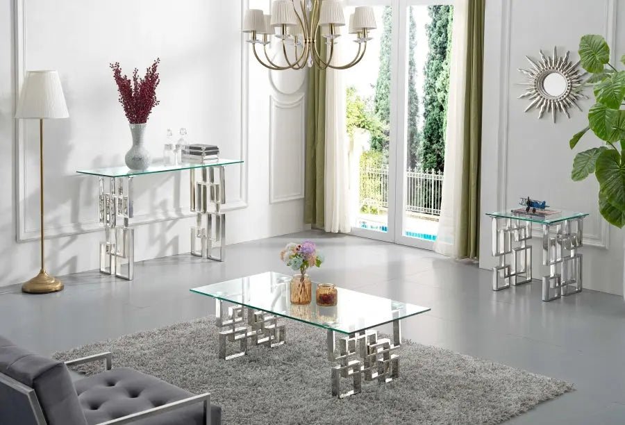 Alexis 3 Piece Occasional Table Set In Chrome - 231 - 3Set | Meridian | Home Elegance USA