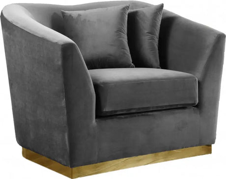Arabella Velvet Chair In Grey - 617Grey - C | Meridian | Home Elegance USA