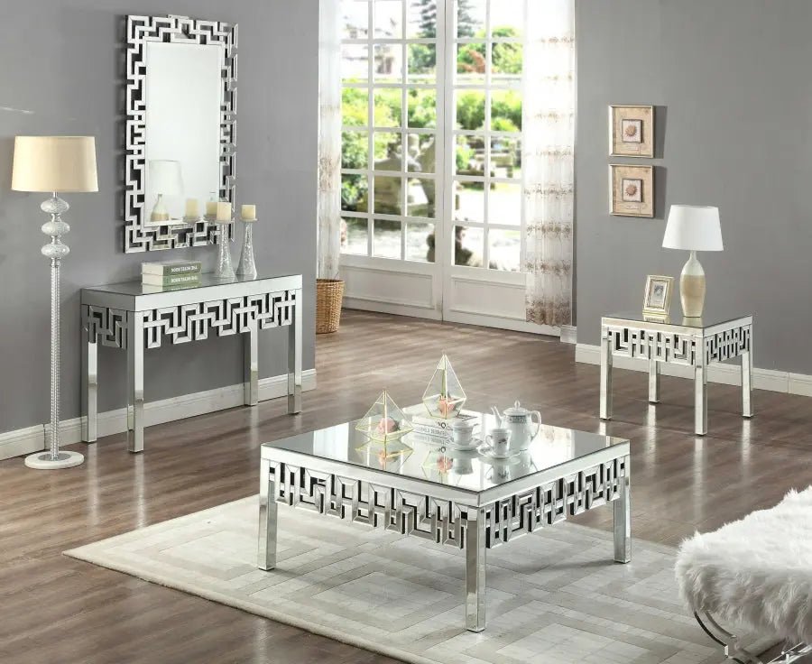 Aria 3 Piece Occasional Table Set In Mirrored - 412 - 3Set | Meridian | Home Elegance USA