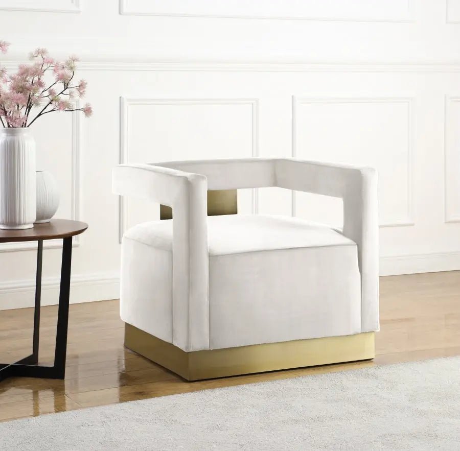 Armani Velvet Accent Chair In Cream - 597Cream | Meridian | Home Elegance USA