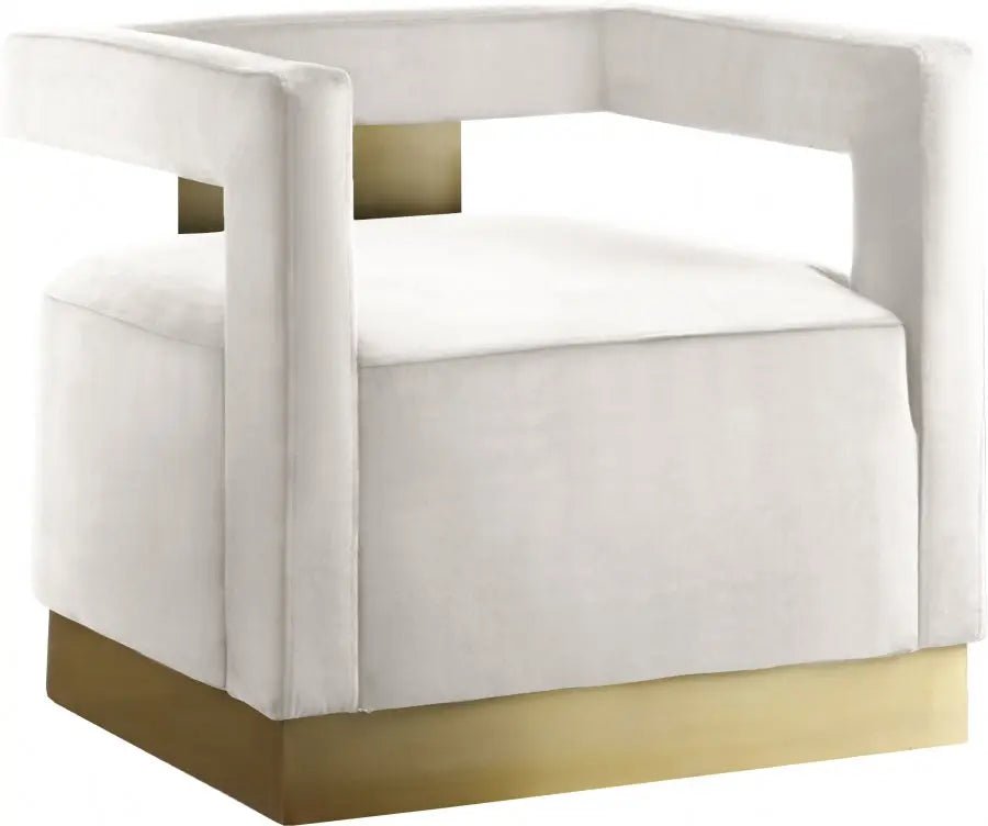 Armani Velvet Accent Chair In Cream - 597Cream | Meridian | Home Elegance USA