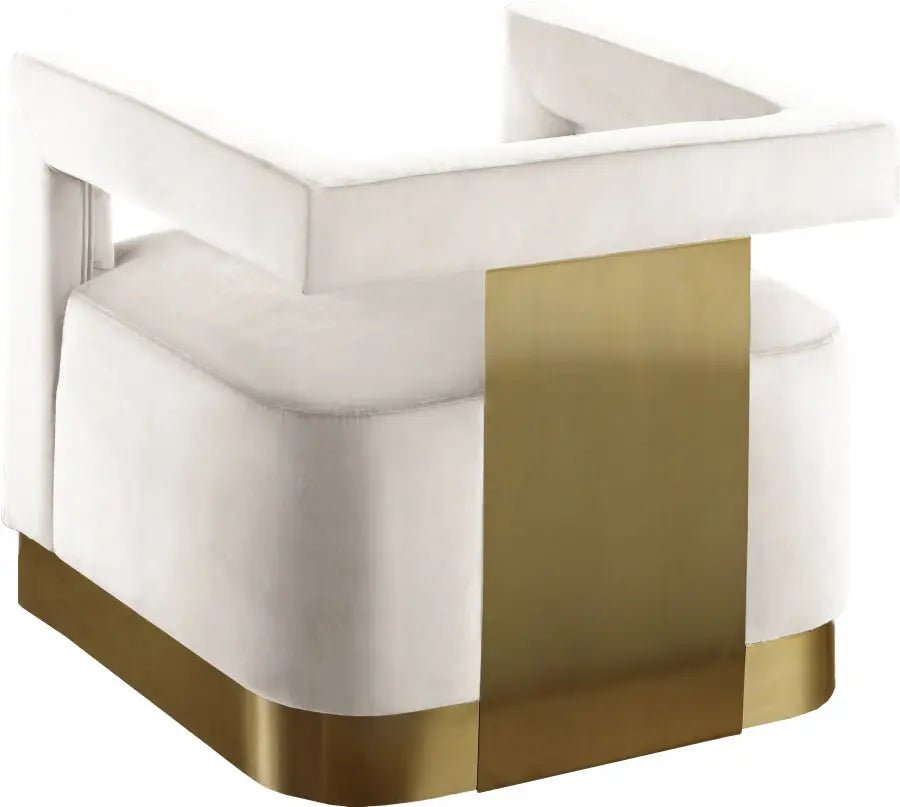Armani Velvet Accent Chair In Cream - 597Cream | Meridian | Home Elegance USA