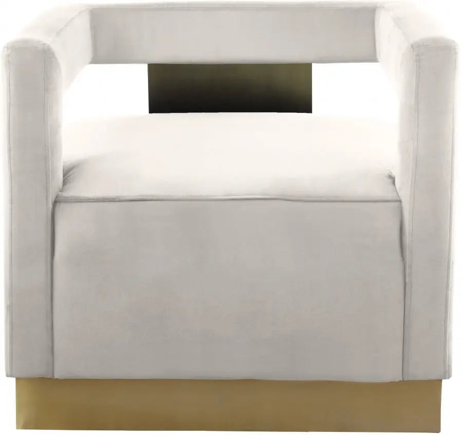 Armani Velvet Accent Chair In Cream - 597Cream | Meridian | Home Elegance USA