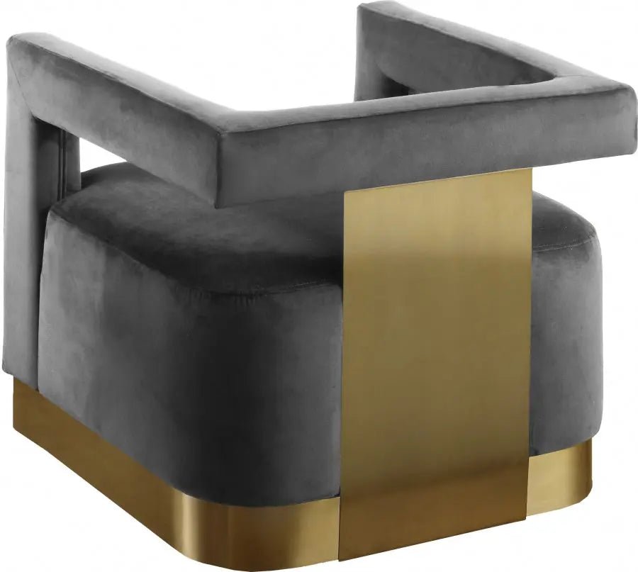 Armani Velvet Accent Chair In Grey - 597Grey | Meridian | Home Elegance USA