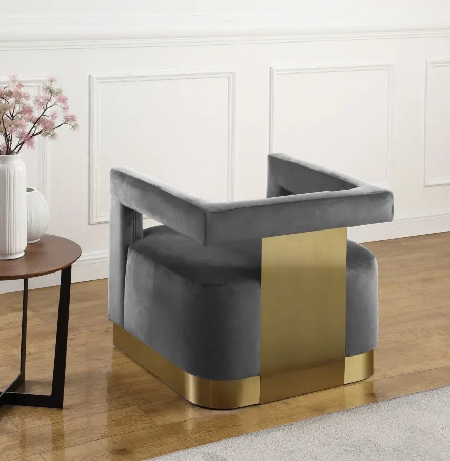 Armani Velvet Accent Chair In Grey - 597Grey | Meridian | Home Elegance USA