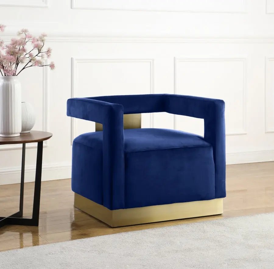 Armani Velvet Accent Chair In Navy - 597Navy | Meridian | Home Elegance USA