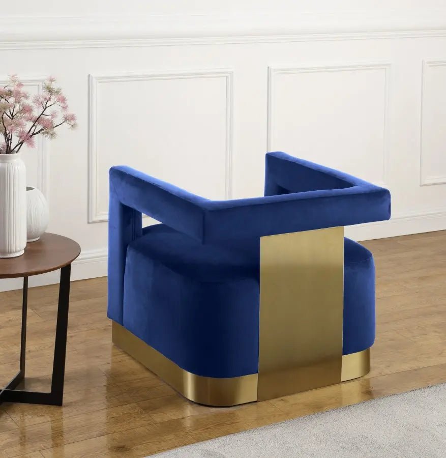 Armani Velvet Accent Chair In Navy - 597Navy | Meridian | Home Elegance USA