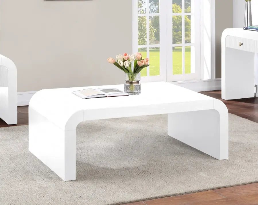 Artisto Coffee Table In White - 888White - Ct | Meridian | Home Elegance USA