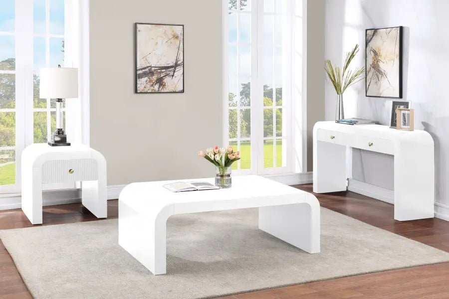 Artisto Coffee Table In White - 888White - Ct | Meridian | Home Elegance USA