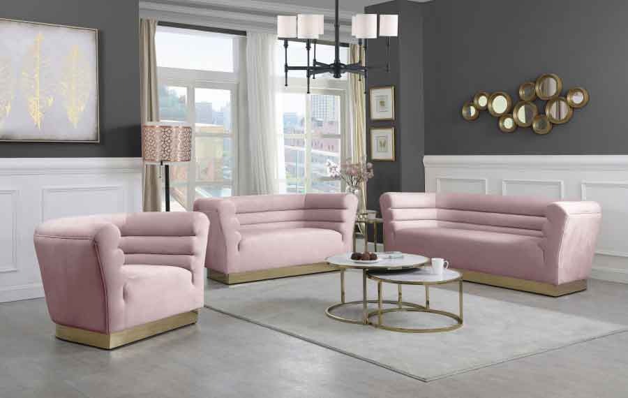 Bellini Velvet Chair In Pink - 669Pink - C | Meridian | Home Elegance USA