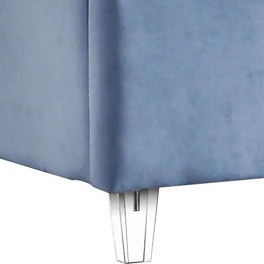 Candace Velvet Queen Bed In Sky Blue - Candaceskyblu - Q | Meridian | Home Elegance USA