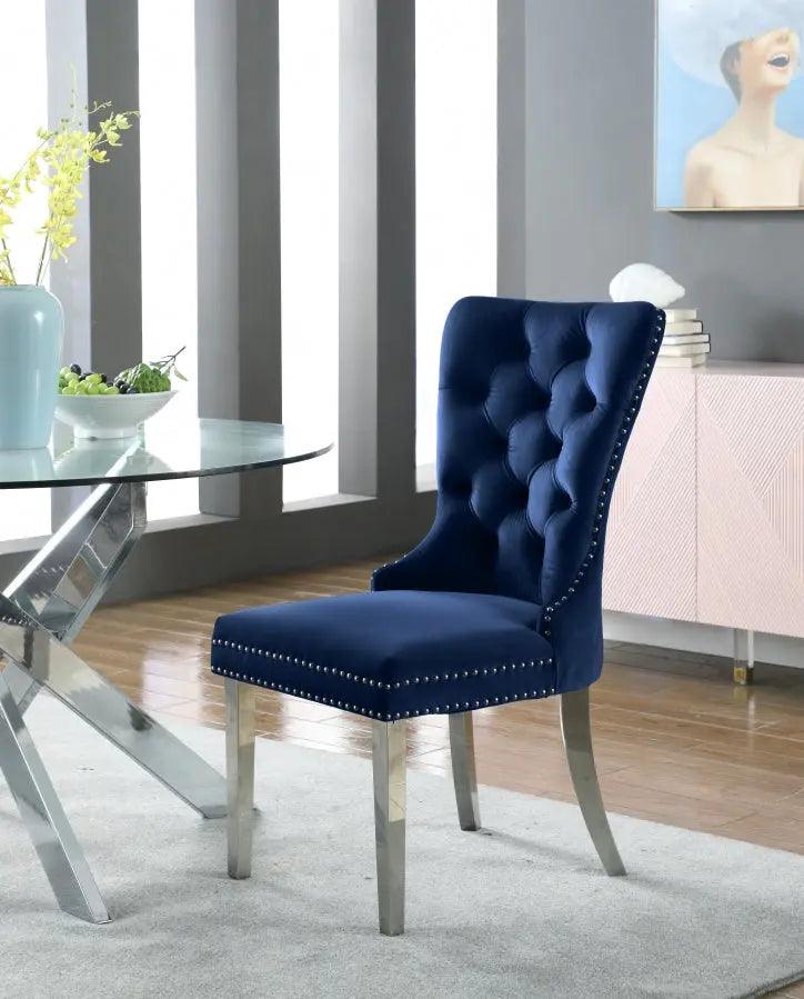 Carmen Dining Chair In Navy (Set Of 2) - 743Navy - C | Meridian | Home Elegance USA