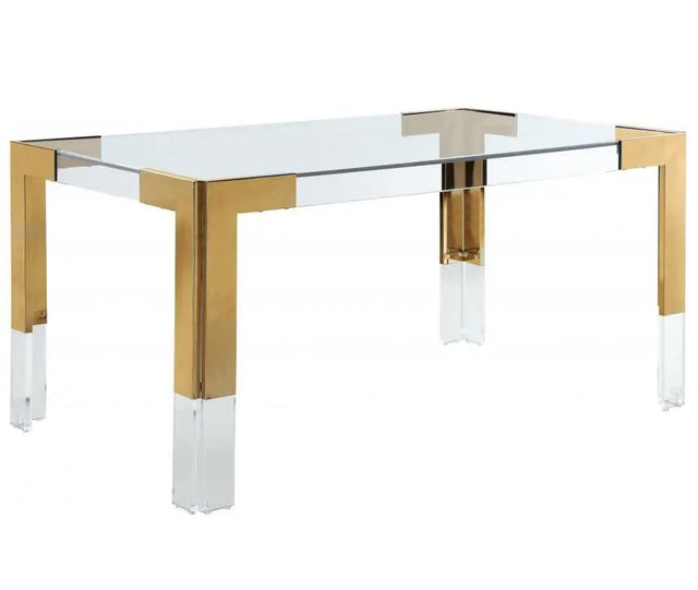 Casper Dining Table Acrylic And Gold - 715 - T | Meridian | Home Elegance USA