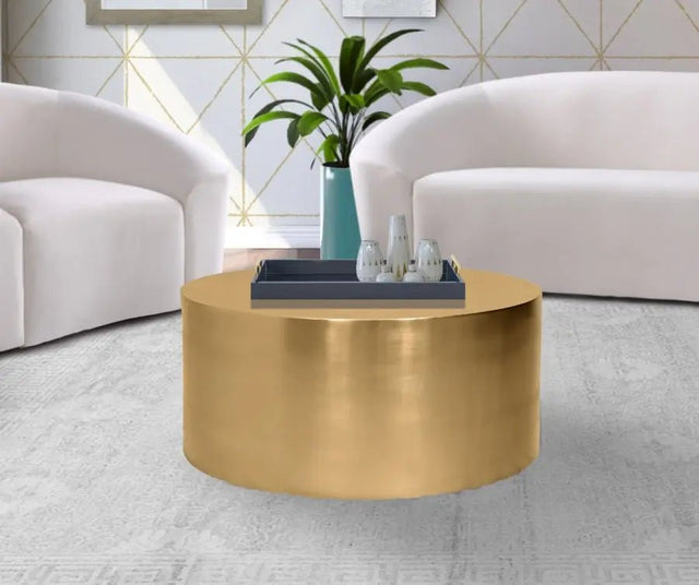 Cylinder Coffee Table In Brushed Gold - 296 - Ct | Meridian | Home Elegance USA