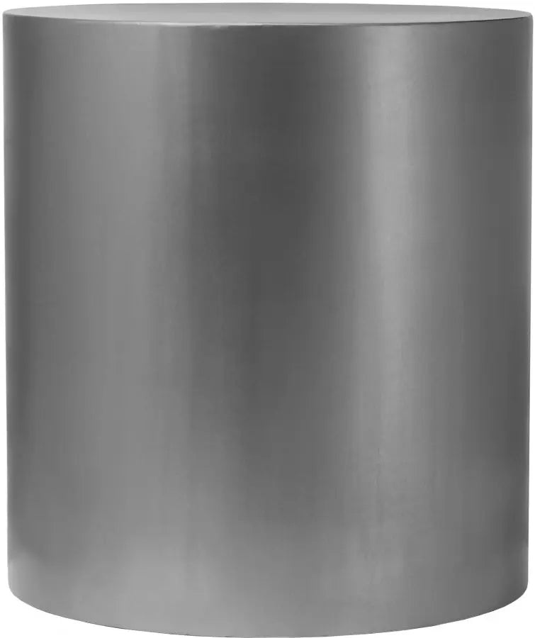 Cylinder End Table In Brushed Chrome - 297 - Et | Meridian | Home Elegance USA
