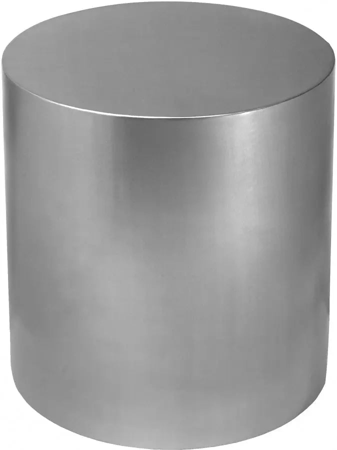 Cylinder End Table In Brushed Chrome - 297 - Et | Meridian | Home Elegance USA