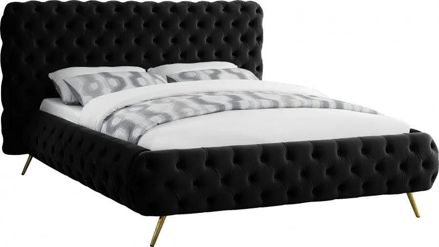 Delano Velvet King Bed In Black - Delanoblack - K | Meridian | Home Elegance USA