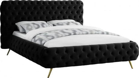 Delano Velvet King Bed In Black - Delanoblack - K | Meridian | Home Elegance USA