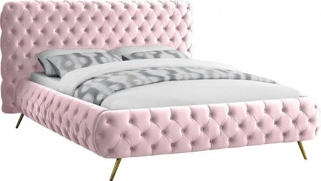 Delano Velvet Queen Bed In Pink - Delanopink - Q | Meridian | Home Elegance USA