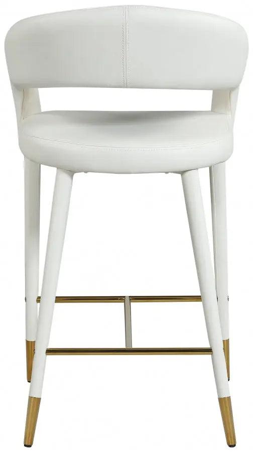 Destiny Faux Leather Stool In White - 541White - C | Meridian | Home Elegance USA
