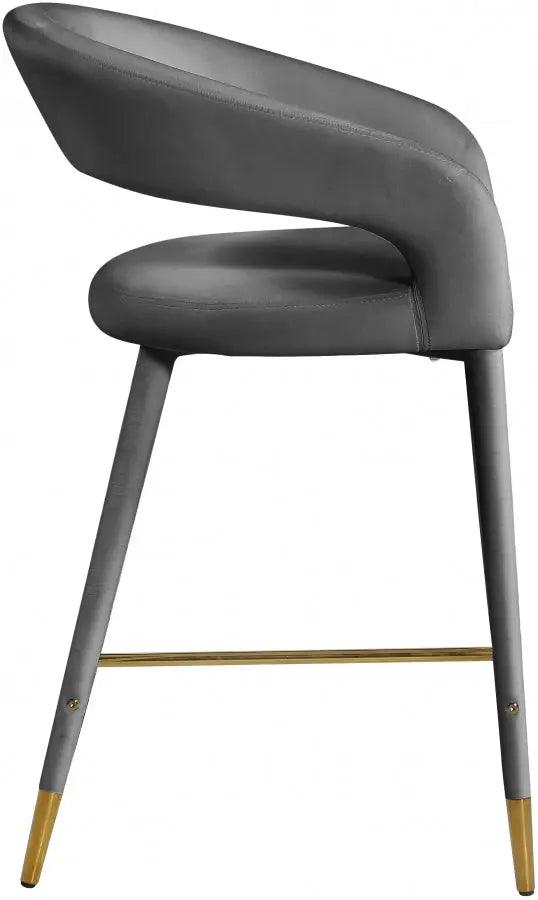 Destiny Velvet Stool In Grey - 540Grey - C | Meridian | Home Elegance USA