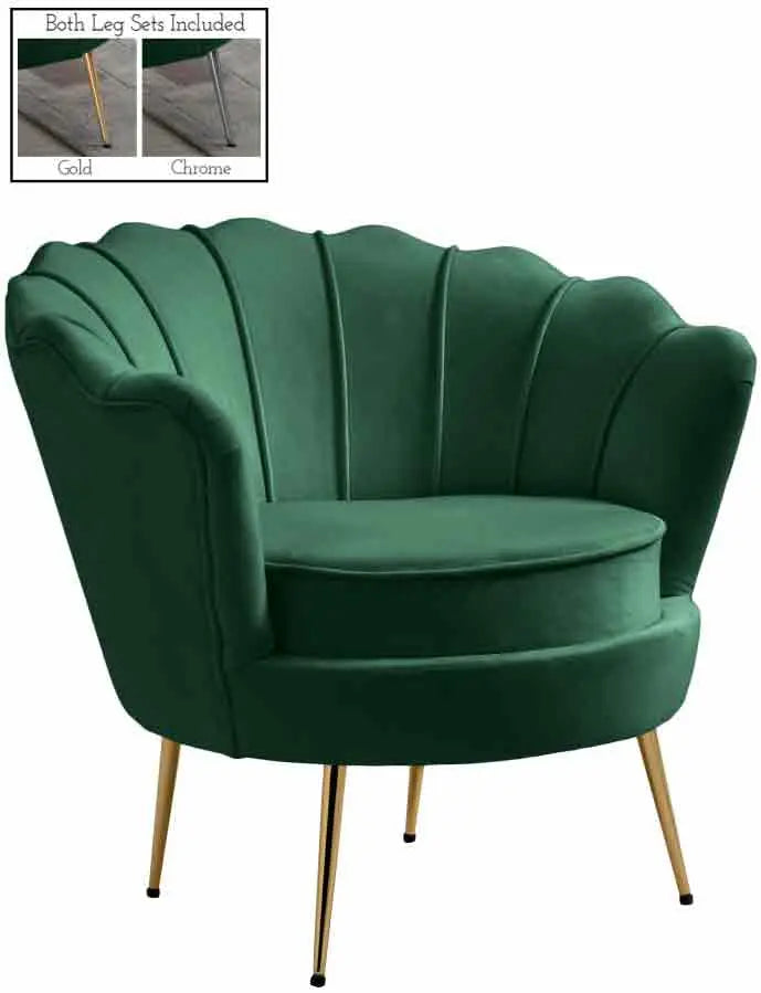Meridian Furniture - Gardenia Velvet Chair In Green - 684Green-C