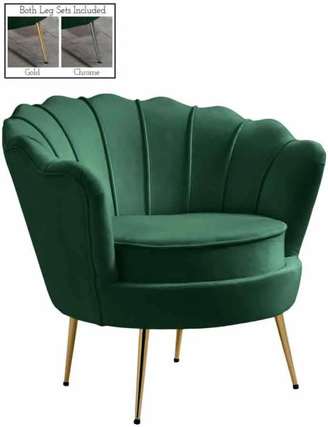 Meridian Furniture - Gardenia Velvet Chair In Green - 684Green-C