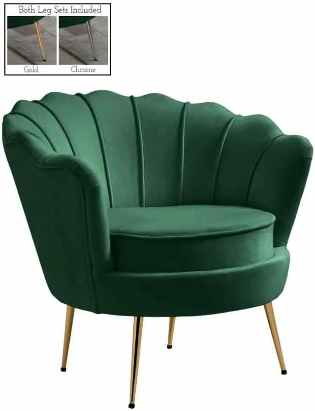 Meridian Furniture - Gardenia Velvet Chair In Green - 684Green-C