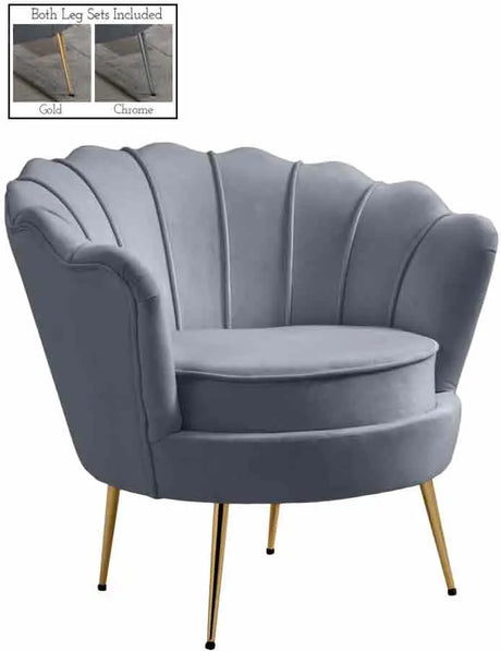 Meridian Furniture - Gardenia Velvet Chair In Grey - 684Grey-C