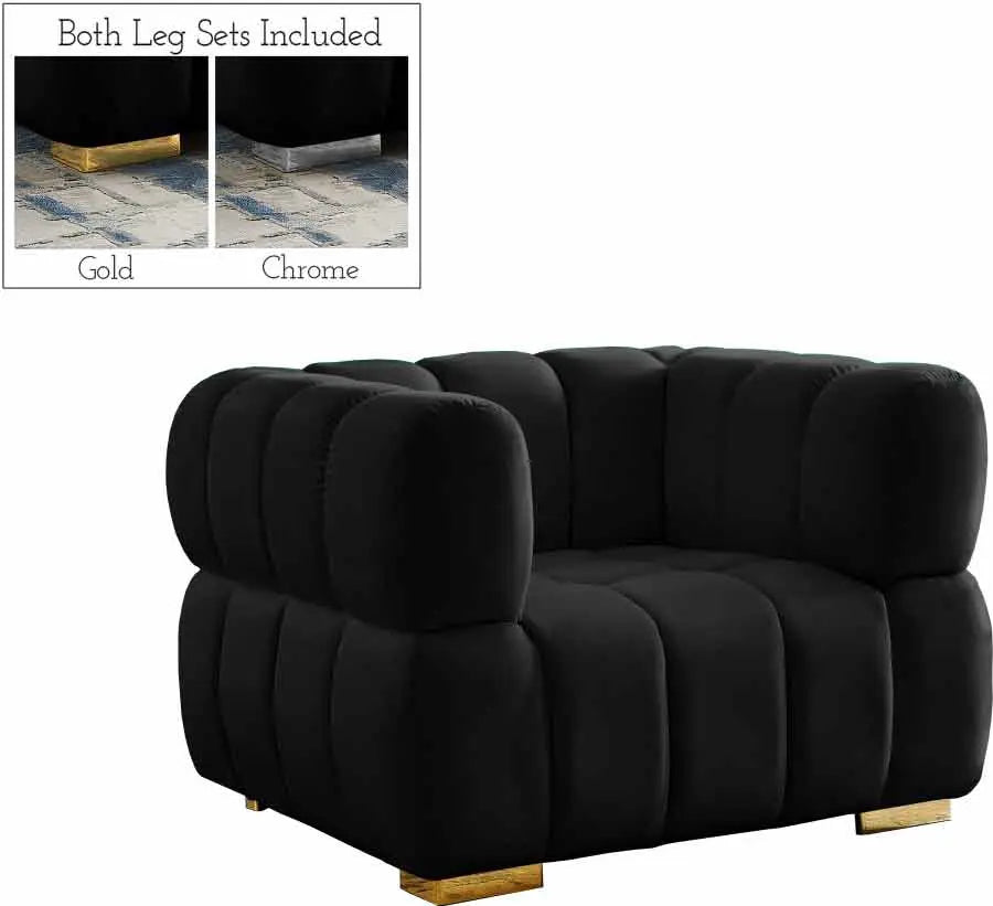 Meridian Furniture - Gwen Velvet Chair In Black - 670Black-C
