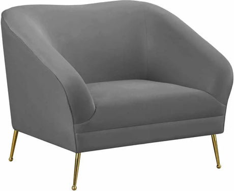 Meridian Furniture - Hermosa Velvet Chair In Grey - 658Grey-C